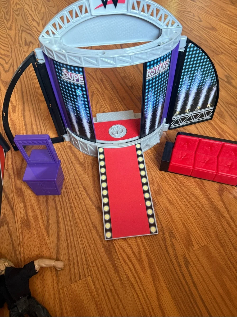 WWE Red, Black and Purple Ring Playset with Entrance Stage